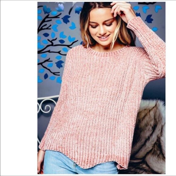COPY - 𝅺chunky Knit Chenille Sweater with Scalloped Hem - Picture 1 of 10